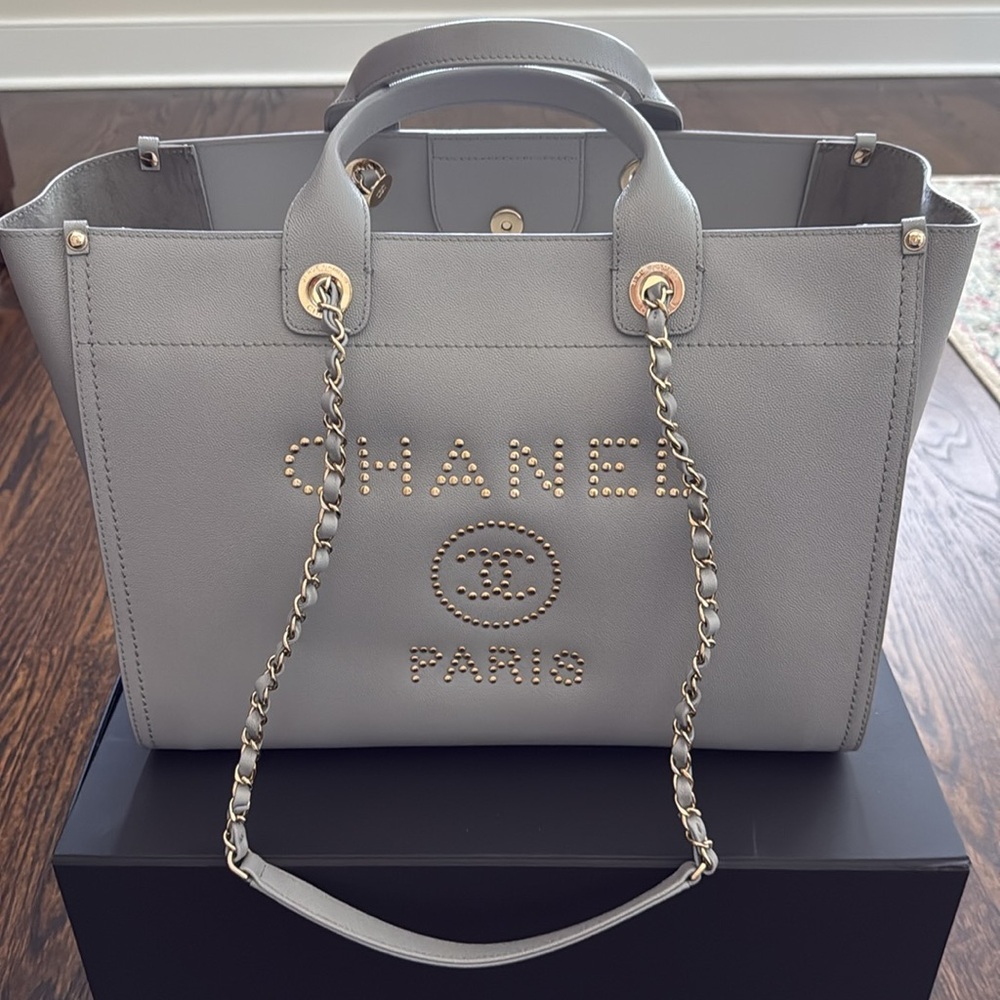 Chanel Grey Large Deauville-Grey NWT
